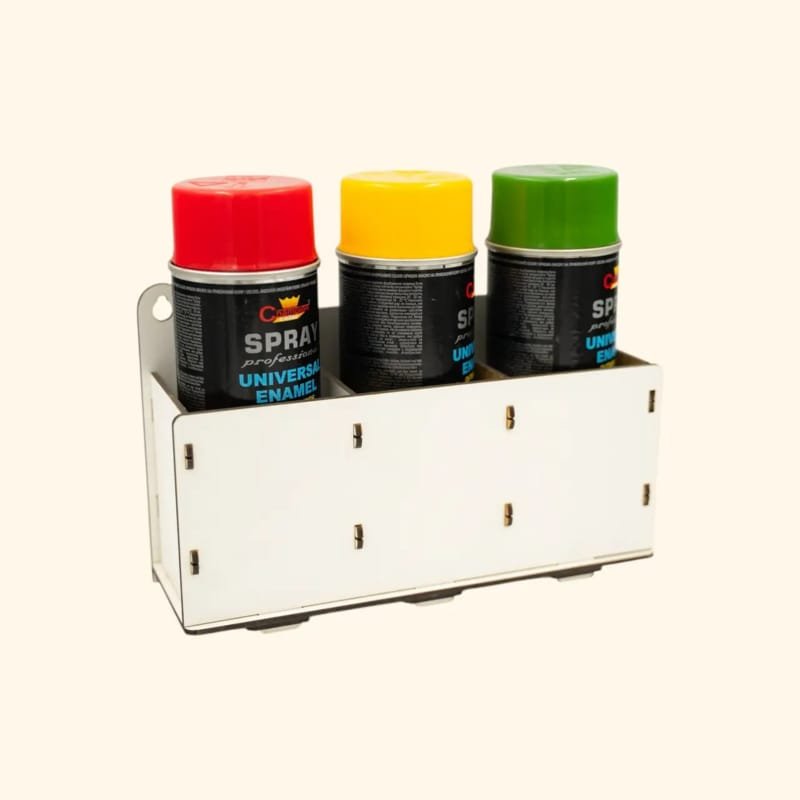 Laser Cut Spray Can Holder 3 Compartments