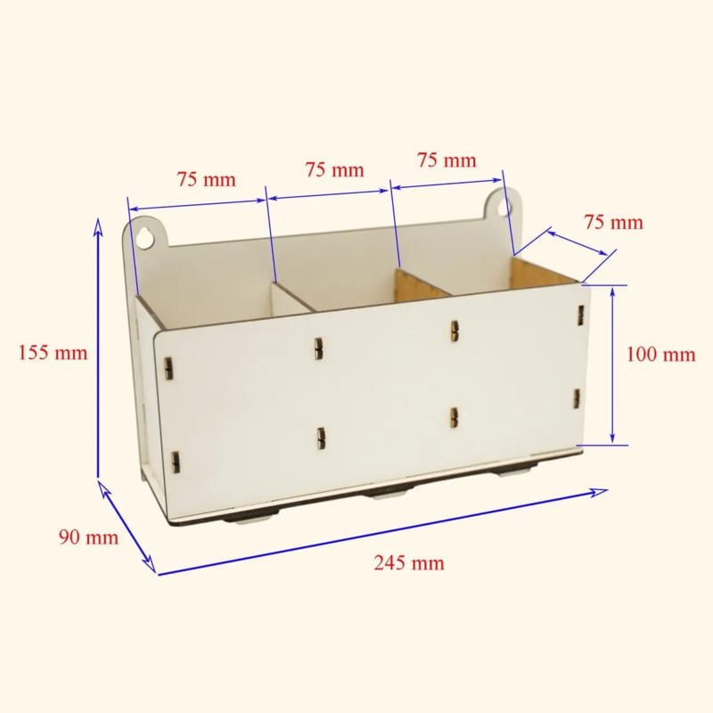 Laser Cut Spray Can Holder 3 Compartments