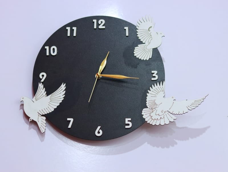 Laser Cut Flying Birds Wall Clock Room Decor
