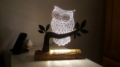 Owl 3D LED Night Light DXF File