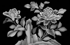 زهور صور ثلاثية الأبعاد بتدرج الرمادي للنقش ثلاثي الأبعاد