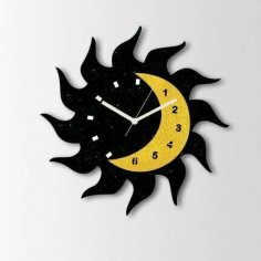 Laser Cut Sun And Moon Wall Clock