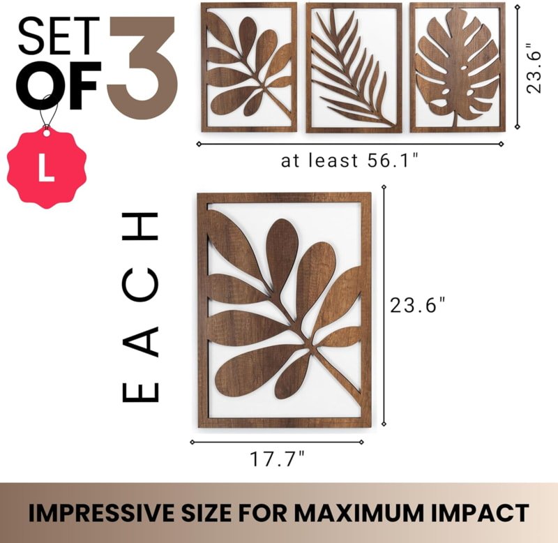 Laser Cut Tropical Leaf Wood Wall Art