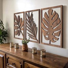 Laser Cut Tropical Leaf Wood Wall Art