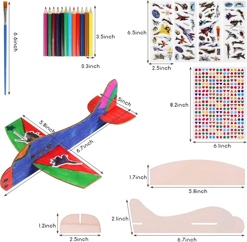 Laser Cut DIY Wood Airplane, Mini Airplane Paint and Decorate Wooden Airplane Craft Kits