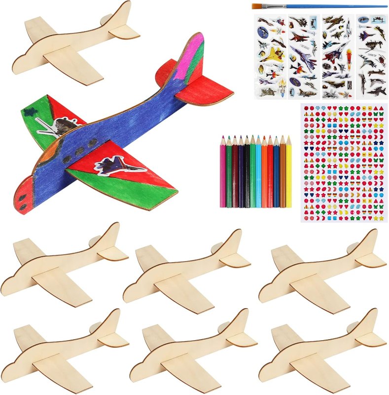 Laser Cut DIY Wood Airplane, Mini Airplane Paint and Decorate Wooden Airplane Craft Kits