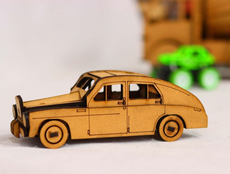 Laser Cut Vintage Wooden Car Toy 3D Puzzle