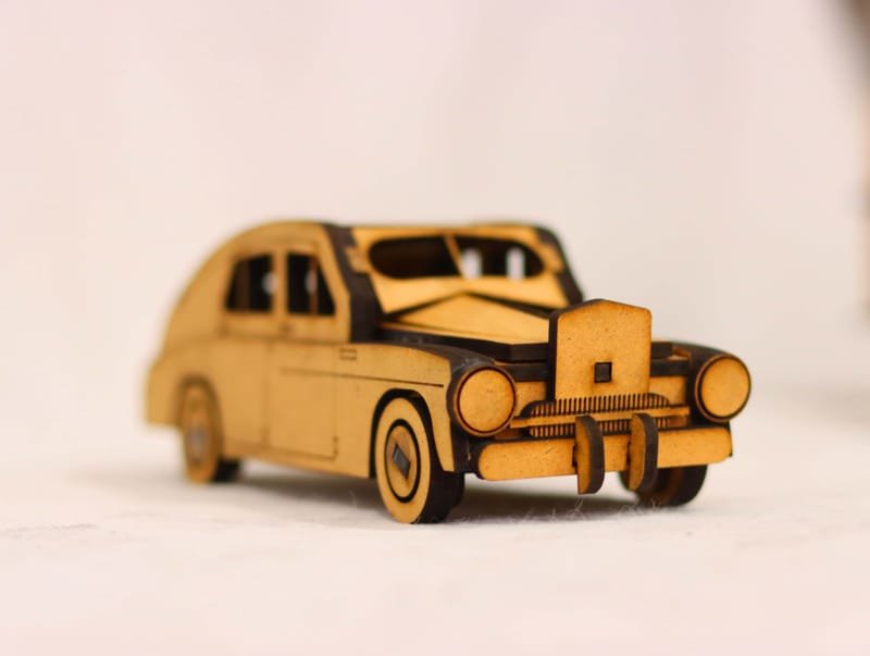 Laser Cut Vintage Wooden Car Toy 3D Puzzle