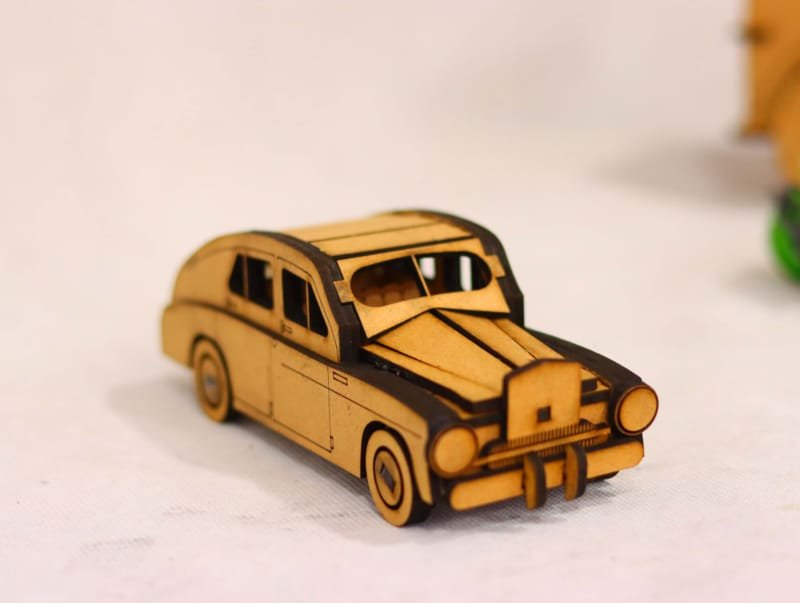 Laser Cut Vintage Wooden Car Toy 3D Puzzle