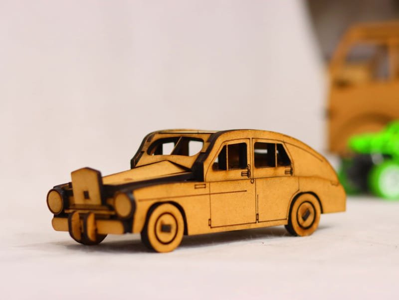 Laser Cut Vintage Wooden Car Toy 3D Puzzle
