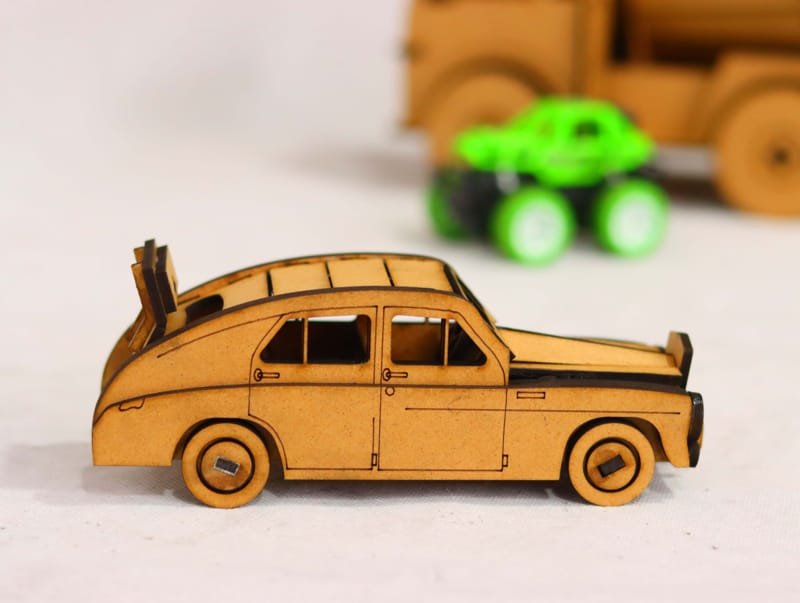 Laser Cut Vintage Wooden Car Toy 3D Puzzle