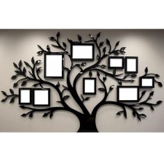 Laser Cut Family Tree With Photo Frame Modern Wall Art