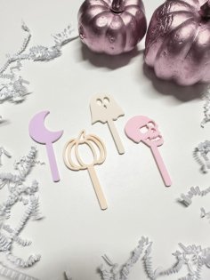 Laser Cut Spooky Halloween Fun Toppers Drink Stirrer Sticks