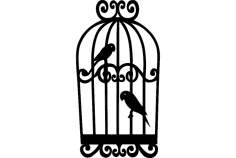 Parrots in cage dxf File