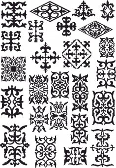 Kazakh Ornament Set Of Elements Free Vector