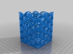 Pen Holder – Japanese Wave Pattern 3D Printer Model