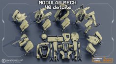 Mech Modular Action Figure 3D Printer Model