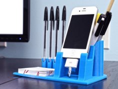 Desktop Organizer With Phone Stand Included 3D Printer Model