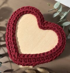 Laser Cut Heart Basket Wooden Base Crochet Basket