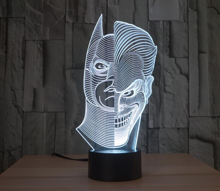 Batman Joker Morphing Lampada 3D LED Illusion
