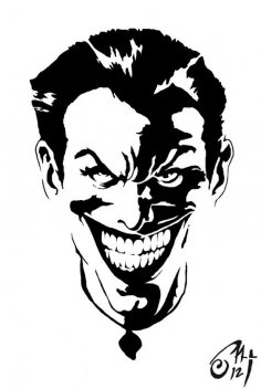 Black and white Joker Stencil vector dxf File