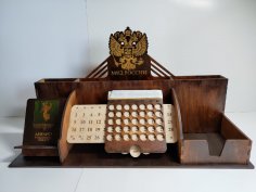 Laserowo wycinany drewniany organizer na biurko Materiały biurowe Przechowywanie