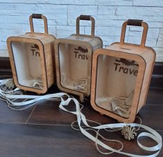 Laser Cut Piggy Bank Suitcase Travel Money Box Free Vector