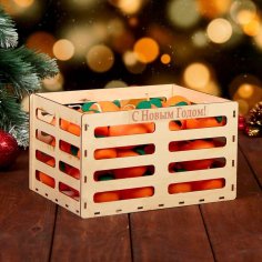 Laser Cut Wooden Crate Gift Box Basket Free Vector