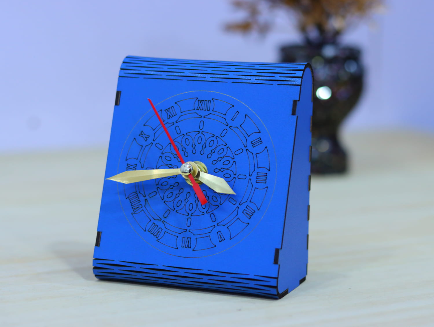 Laser Cut Wood Desk Clock Free Vector