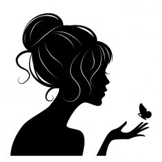Young Girl With Butterfly Free Vector