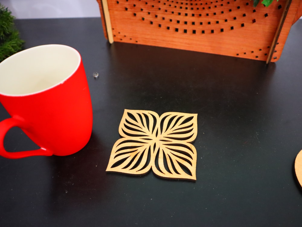 Laser Cut Floral Tea Cup Coasters DXF File