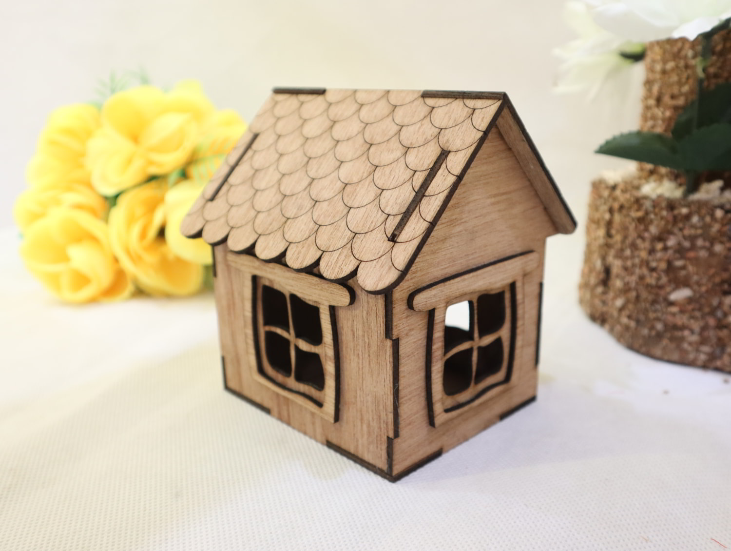 Laser Cut Small Wooden House 3mm Free Vector