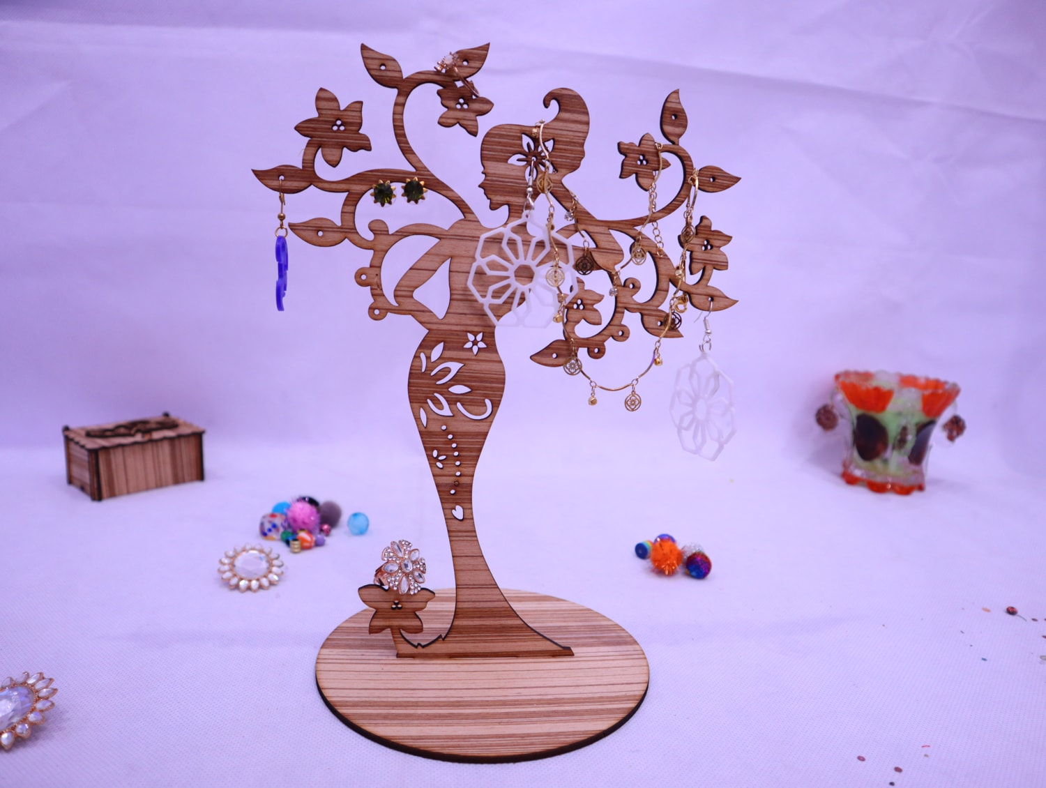 Laser Cut Fairy Earring Holder 3mm Free Vector