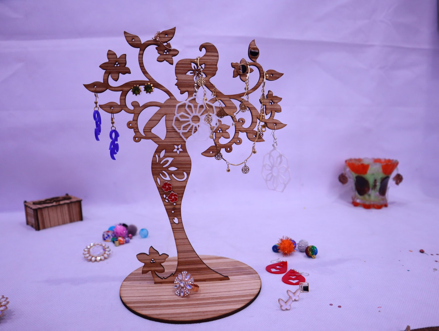 Laser Cut Fairy Earring Holder 3mm Free Vector