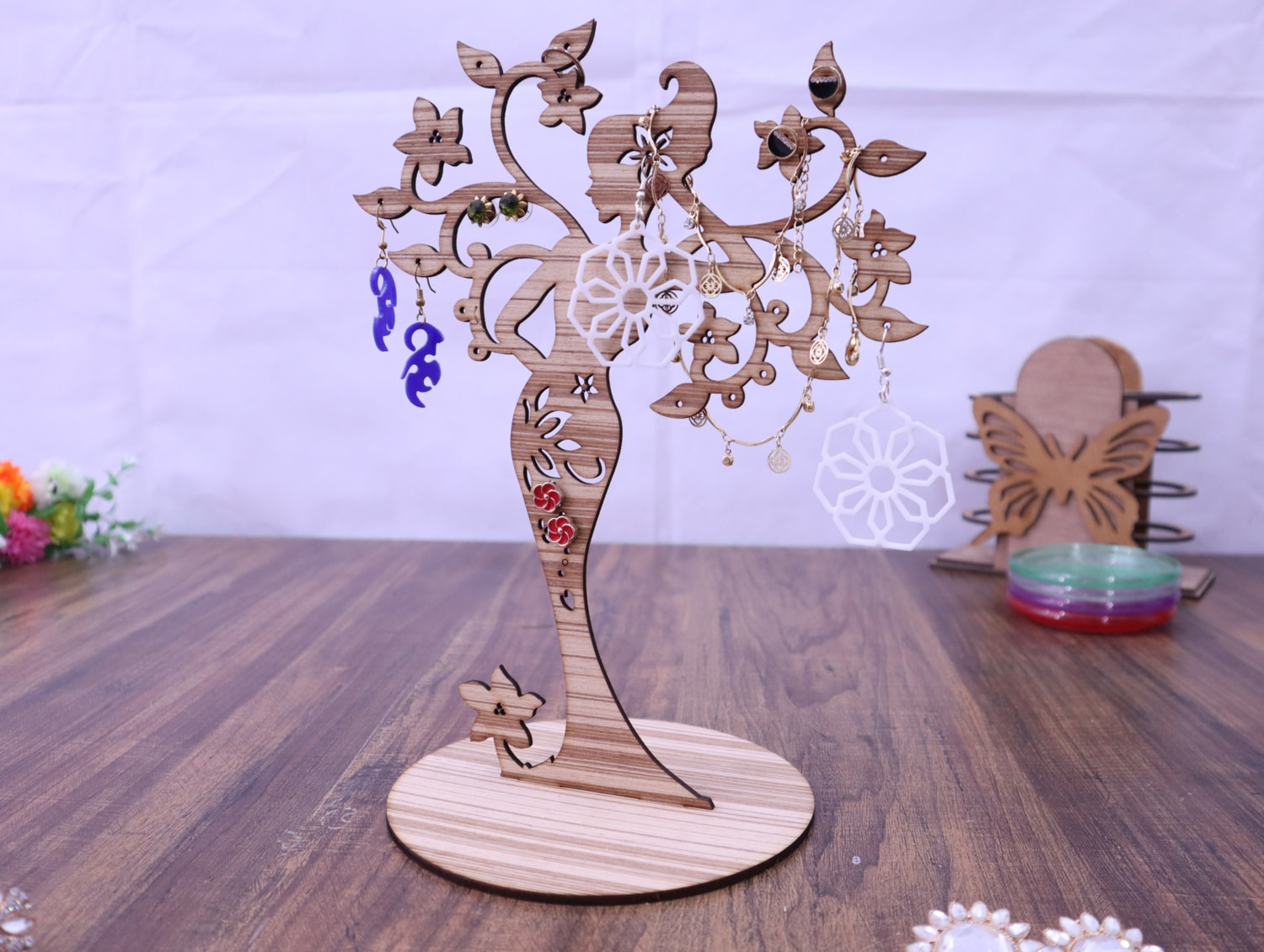 Laser Cut Fairy Earring Holder 3mm Free Vector