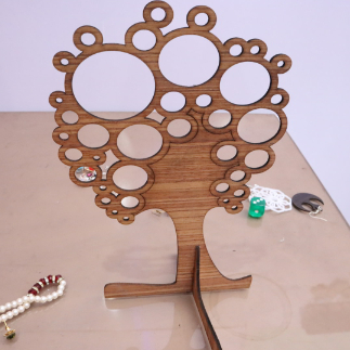 Laser Cut Jewelry Tree Stand Wooden 3mm Free Vector