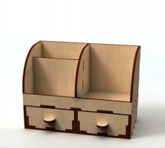 Laser Cut Desk Organizer With Drawers 4mm Free Vector
