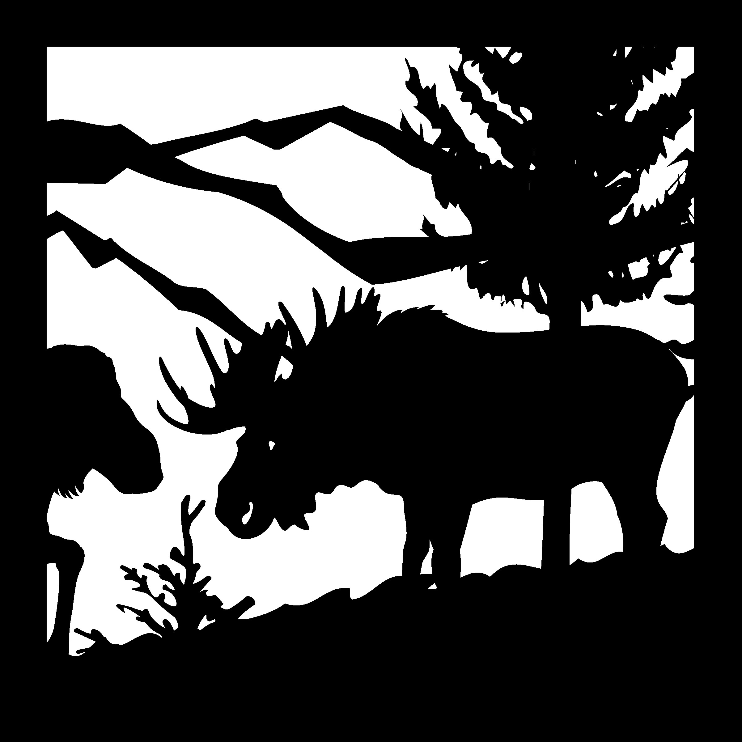 24 X 24 Bull Moose Cow Mountains Nghệ thuật Cắt Plasma