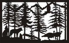 30 X 48 Two Wolves Turkeys Plasma Metal Art DXF File