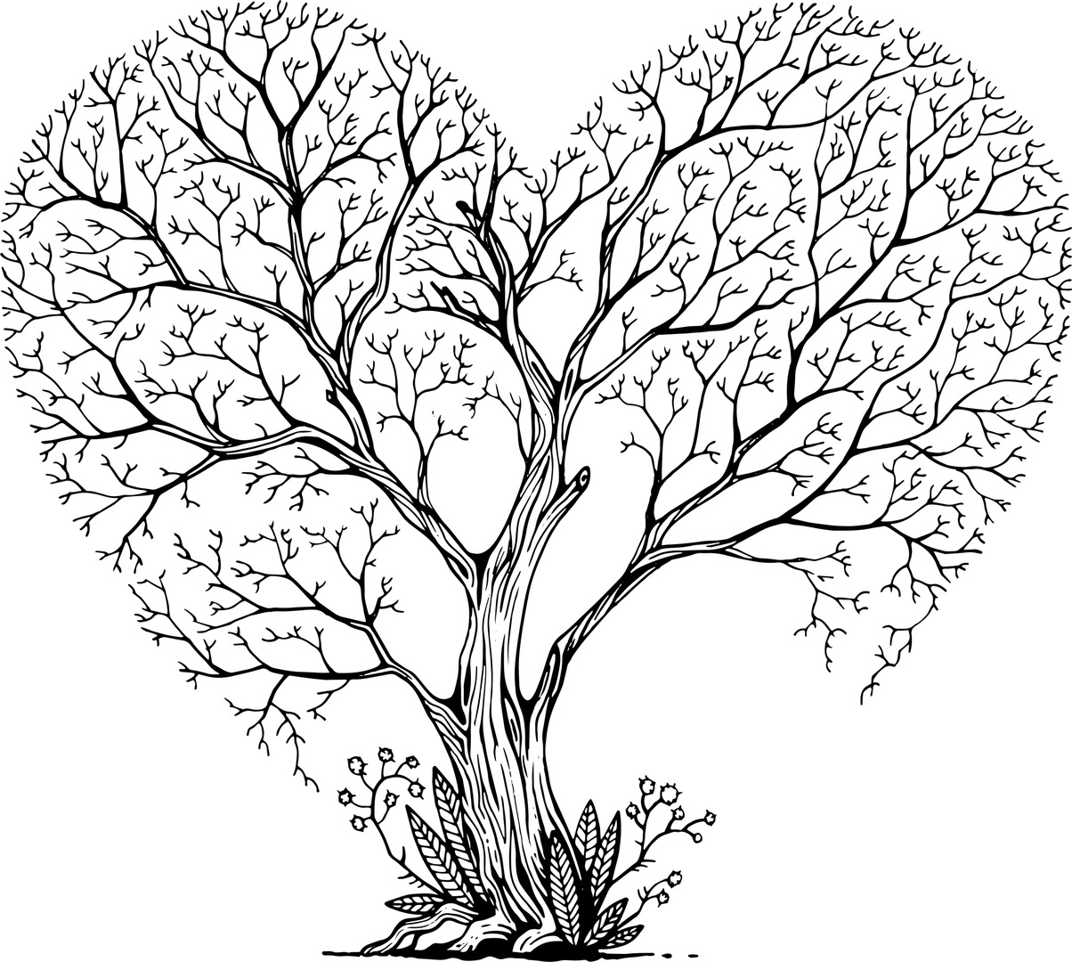 قص الليزر النقش شجرة فن القلب