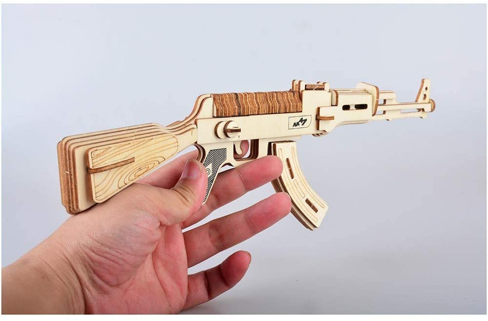 Laser Cut AK-47 Submachine Gun Model 3D Wooden Puzzle Free Vector