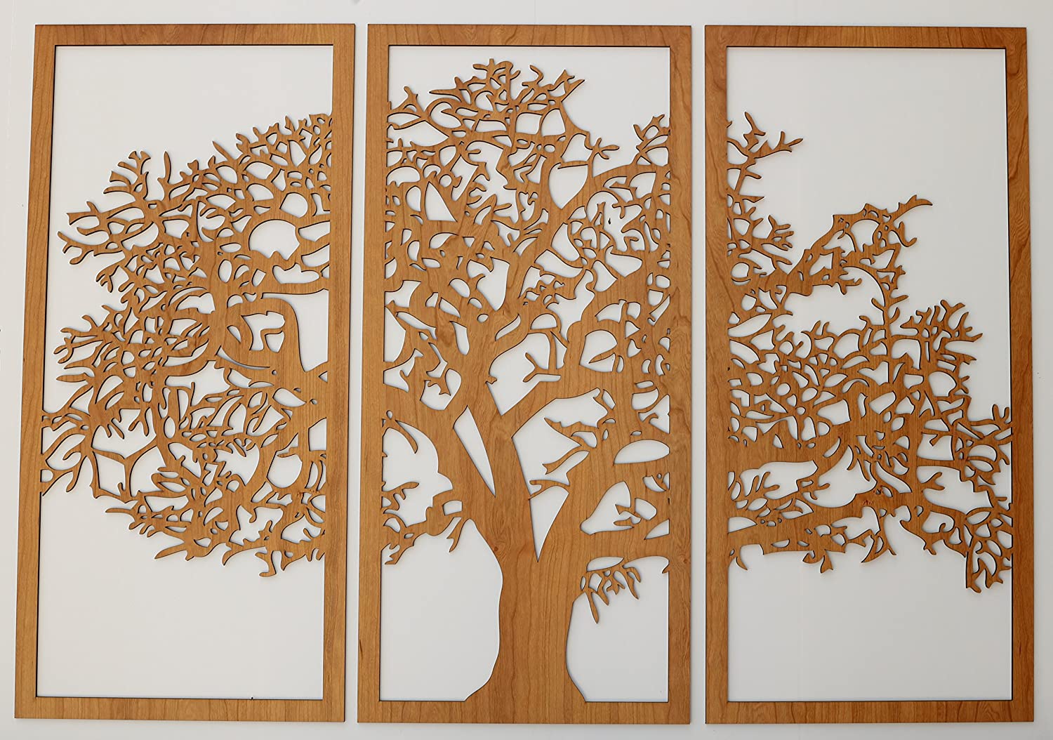 Laser Cut Tree Of Life 3 Panel Wood Wall Art Free Vector