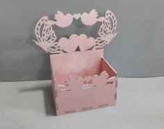 Laser Cut Box with Butterflies and Hearts Free Vector