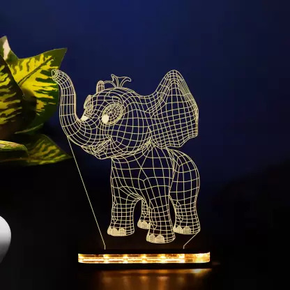 Laser Cut Baby Elephant 3D Lamp DXF File