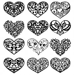 Декоративный набор векторного искусства сердца