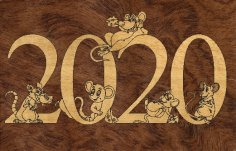 Plantilla de Año Nuevo 2020 cortada con láser