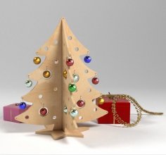 Lasergeschnittener Weihnachtsbaum aus Holz mit Fischgrätenmuster