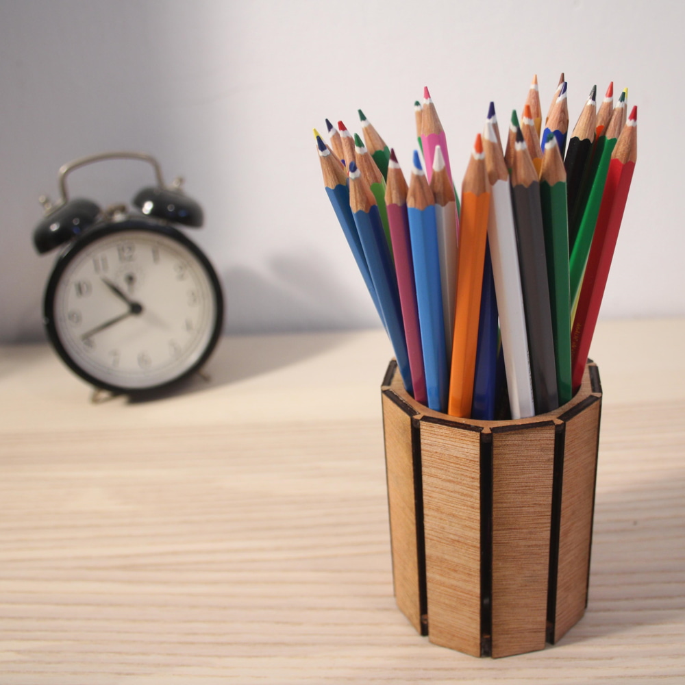 Laser Cut Simple Pencil Holder Plywood 3mm Free Vector