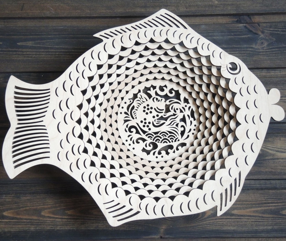 Laser Cut Fish Fruit Bowl Free Vector