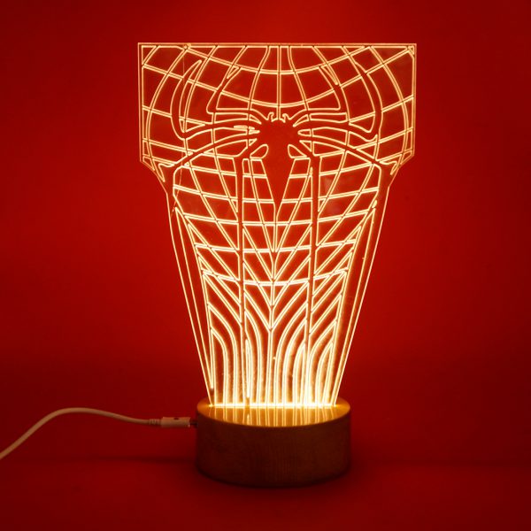 Laser Cut Spider Man Suit 3D Illusion Lamp Free Vector
